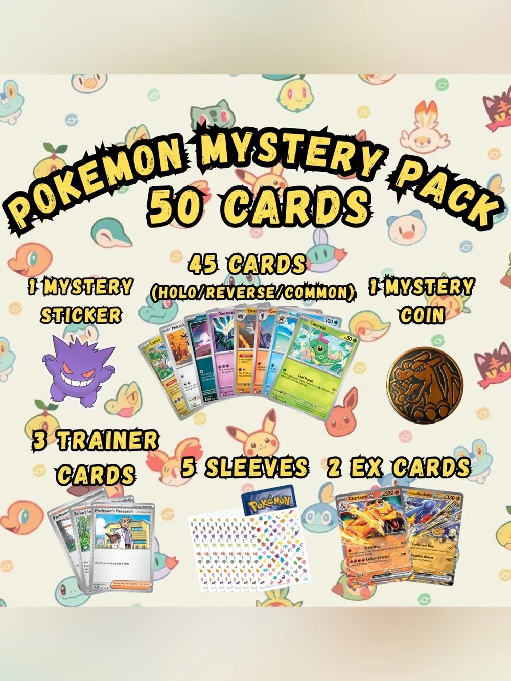 Pokemon Mystery Pack 50 Cards - Multicolor